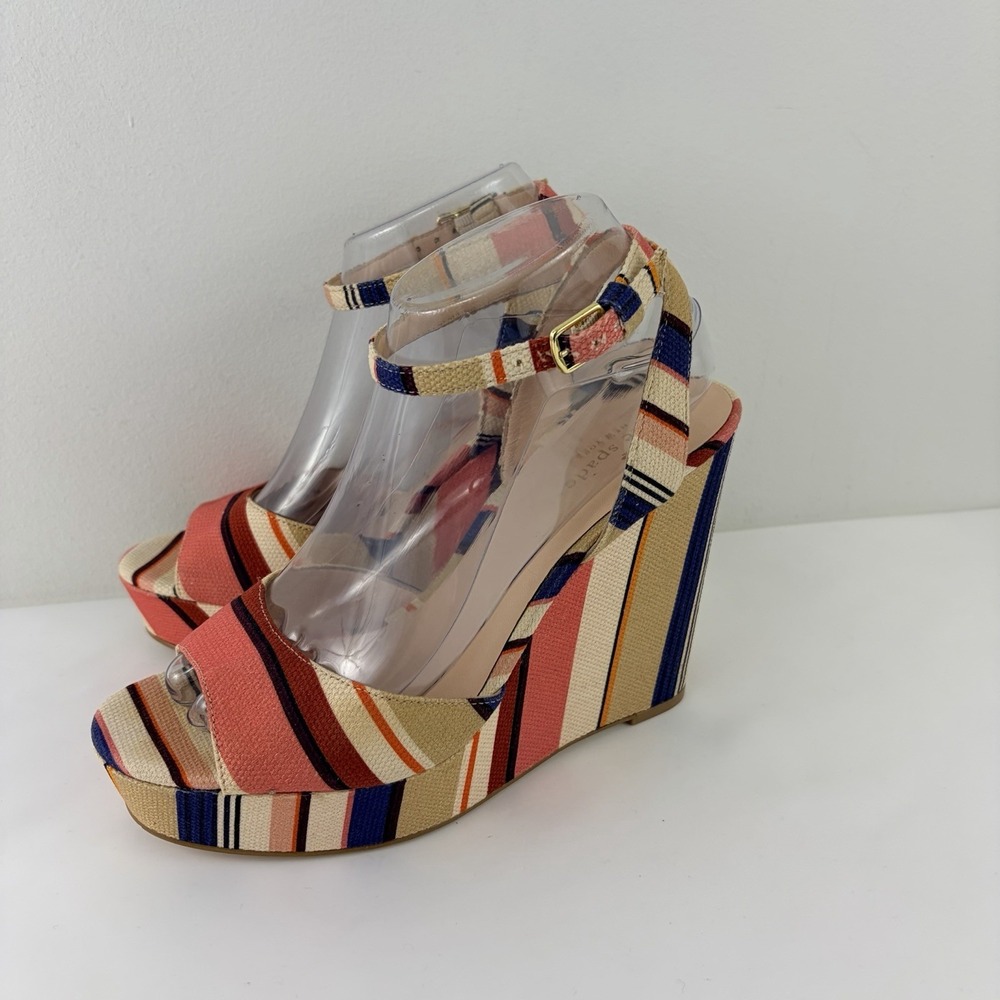 Kate Spade New York Women's Multicolor Stripe Wedge Sandals Size 9M Boho